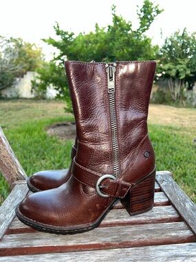 Born Camryn Moto Boots In Cinnamon Leather Sz 8
